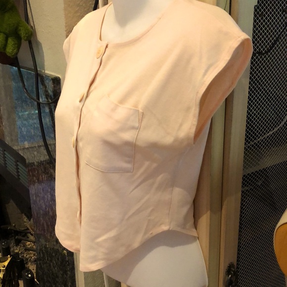 Shortie Top Mini Sleeves Pale Coral Fits Woman’s Small - Picture 2 of 6